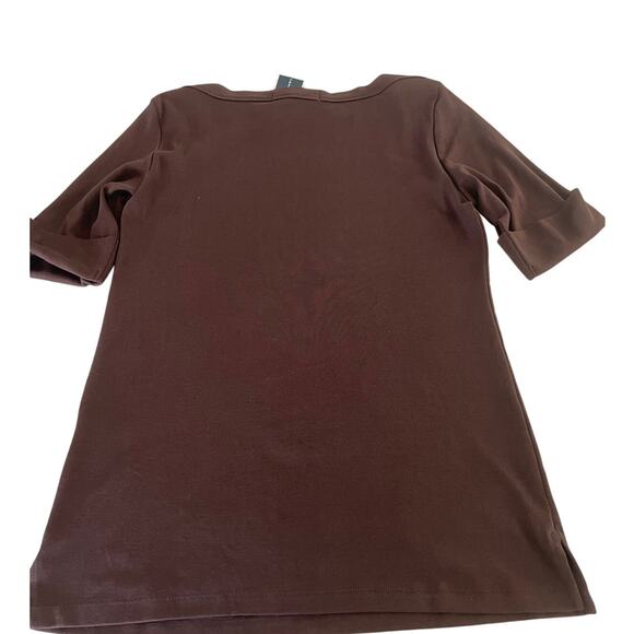 Karen Scott Brown Boatneck Knit Blouse Top Short Sleeve Woman Size Small NWT - Picture 2 of 10